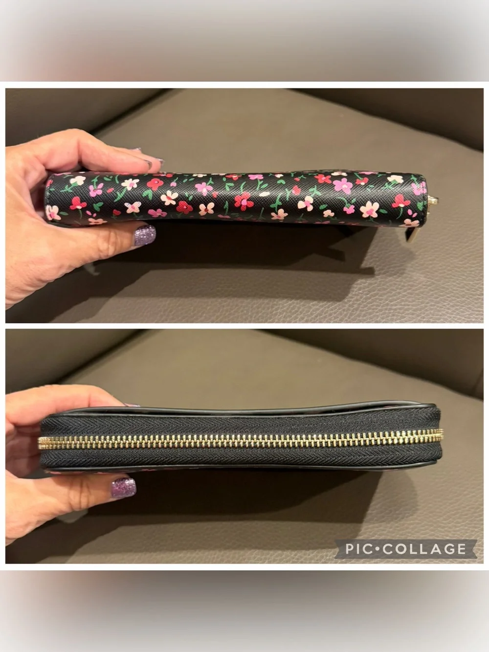 kate spade Black Floral Zip Around Wallet